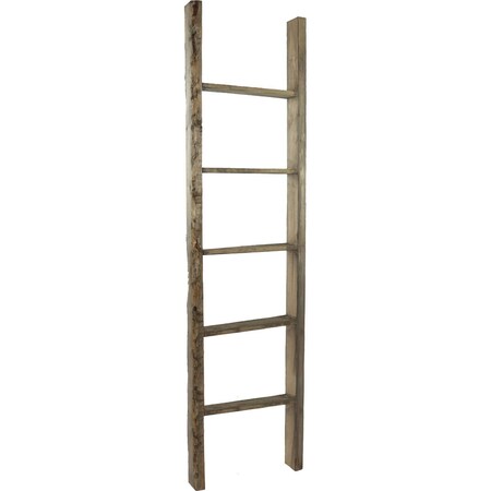 Ekena Millwork 19"W x 72"H x 3 1/2"D Vintage Farmhouse 5 Rung Ladder, Barnwood Decor Collection, Pebble Grey DECR019X072X04LDRPG